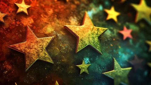 Rust-kissed cosmic stars drifting across molten color fields.