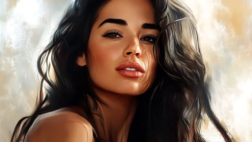 Sunlit siren gazes through painterly whispers of light.