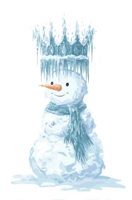 Playful snowman prince with a sparkling icicle crown.