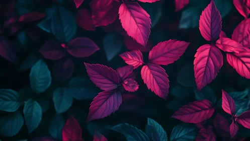 Chromatic foliage matrix under teal-magenta spectral contrast.