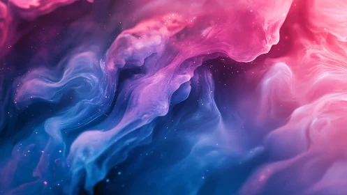 Bicolor nebulous cloudscape with magenta cyan volumetric swirls