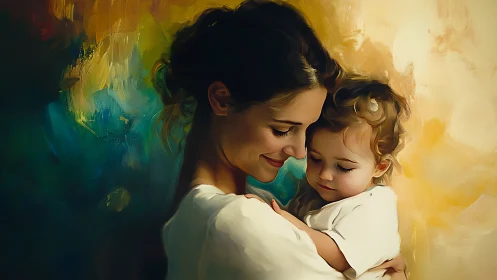Gentle mother&rsquo;s embrace holds a peaceful, dreaming child close