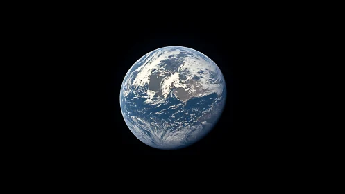 Earth is shown in partial illumination against a black backdrop