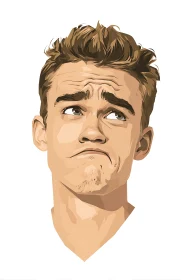 Male portrait illustration shows puzzled upward glance