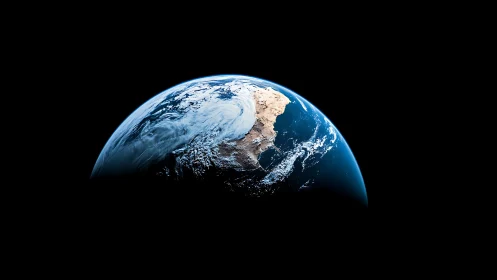 Earth is viewed from space with visible land and cloud cover