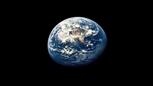 Earth is viewed from space with North America in daylight