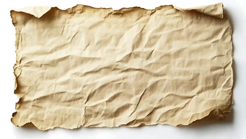Wrinkled vintage parchment sheet with torn rough edges.