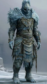 Frostbound knight wrapped in icy chains and quiet power.