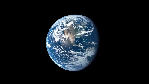 Earth is shown as a full disk over uniform black space