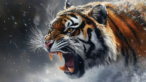 Roaring snow tiger surges forward with fierce winter energy
