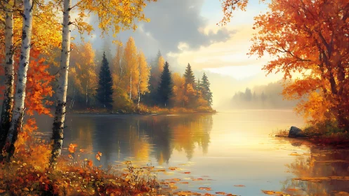 Golden hush at the lakeside edge where autumn lingers longest.