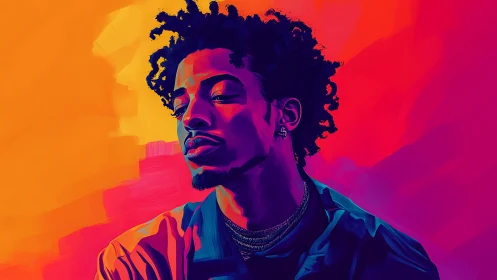 Radiant portrait of a cool dreamer in glowing neon hues.