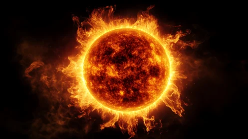 Solar inferno crowned in roaring, cinematic fire halos.