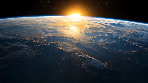 Sunrise illuminates Earth&rsquo;s curved horizon above cloud layers