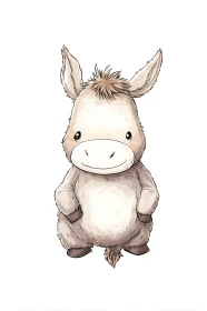 Cute chubby donkey character with soft pastel fur period