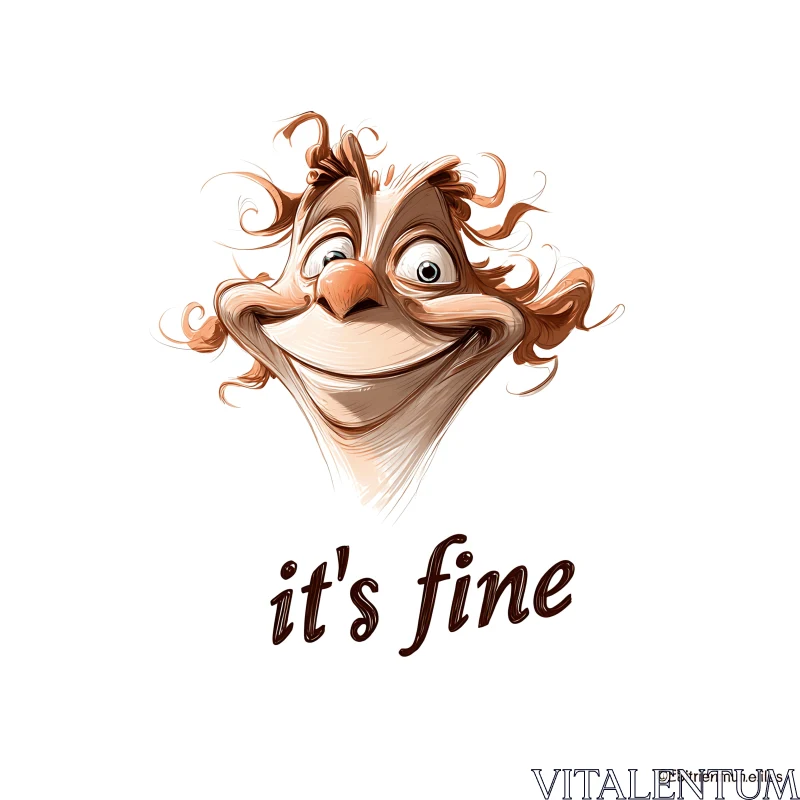 Expressive cartoon head with manic grin and it&rsquo;s fine text