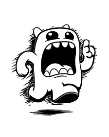 Playful cartoon monster dashing ahead with wild excitement.