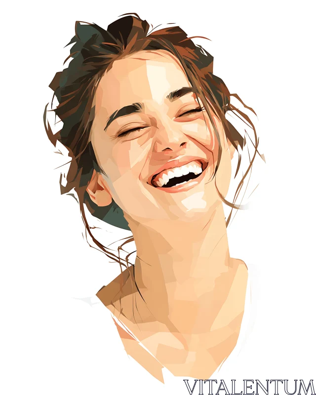 Polygonal vector portrait captures candid laughing expression