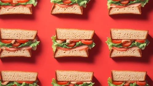 Tomato and Lettuce Sandwiches Grid Pattern.