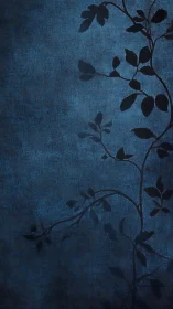 Midnight blue canvas with dark vine silhouette pattern.