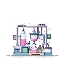 Playful pastel chemistry lab setup bubbles with creative energy
