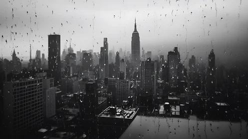 Raindrops sketch quiet Morse code across a brooding skyline