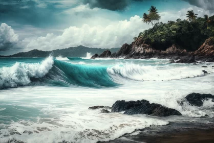 Oceanic Symphony: Captivating Waves Moving towards the Shore in Santa Catalina, Panama