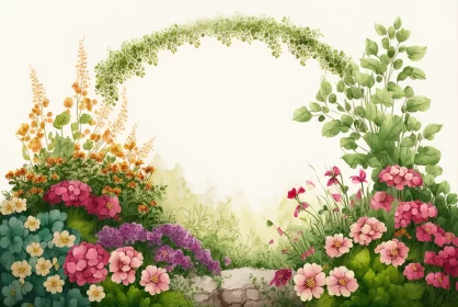 Bright Flower Garden with Greenery Arch