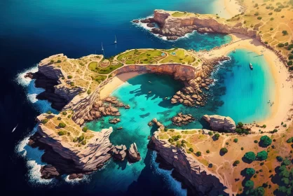 Azure Majesty: Aerial View of Gnejna and Ghajn Tuffieha Bay