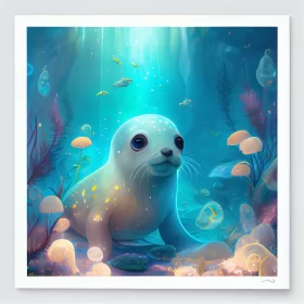 Baby Seal Watches Sunlight Penetrate the Depths of the Underwater Kingdom