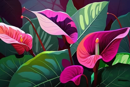 Elegant Blooms: Pinkish Floral Magenta Anthurium Abstract Background