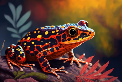 Intense Beauty: Close-Up of Fire Belly Toad's Face on Wooden Surface