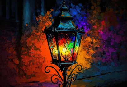 Vibrant Illumination: A Glowing Multicolored Lamb at Night