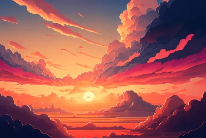 Heavens Unleashed: Exploring a Majestic Sunset Dance with the Clouds