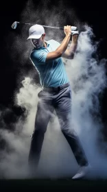Dramatic Golf Swing Captured in Indigo Smoke with Provia