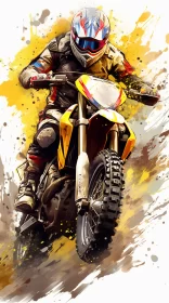High-Definition Digital Painting of Dirt Bike Rider with Vibrant Background