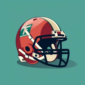Vintage Cartoon-Style Football Helmet in Maroon and Green