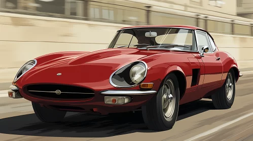 Classic Sports Car on City Street in Swiss Style Illustration - AI Art images