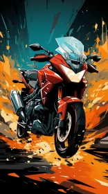 Explosive Anime-Style Roadway Scene with Motorcycles and Cars