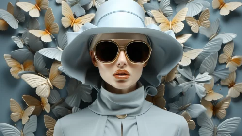 Affluent Woman with Butterfly in Stylish Attire - Daz3D Render