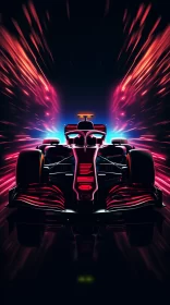 Futuristic Crimson Racing Car on Neon-Lit Track  - AI Generated Images