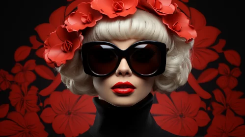 Neo-Plasticist Chiaroscuro Portraiture of Woman with Red Accents