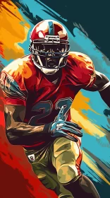 NFL Player in Pop-Art Style with Bold Colors and Heavy Brushwork