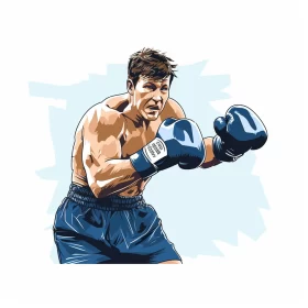 Dynamic Boxing Scene in Vibrant Blue - Amateur Boxer Portrait