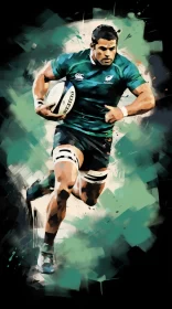 HD Digital Art of Rugby Player in Action with Maori and Maranao Art Influences
