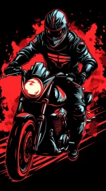 Neo-Pop Motorcycle Rider Art with Dystopian Retro Feel