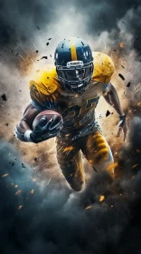 Suspenseful American Football Player in Smoke - Textural Paint Effects