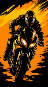 High-Definition Noir Comic Art of Motorcycle Racer