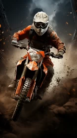 Man Riding Dirt Bike in Post-Apocalyptic Setting in UHD 32k Resolution Image