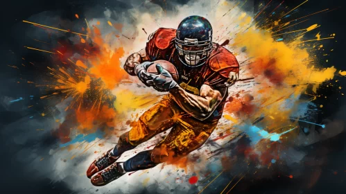 Impressionist Style American Football Artwork in Warm Tones